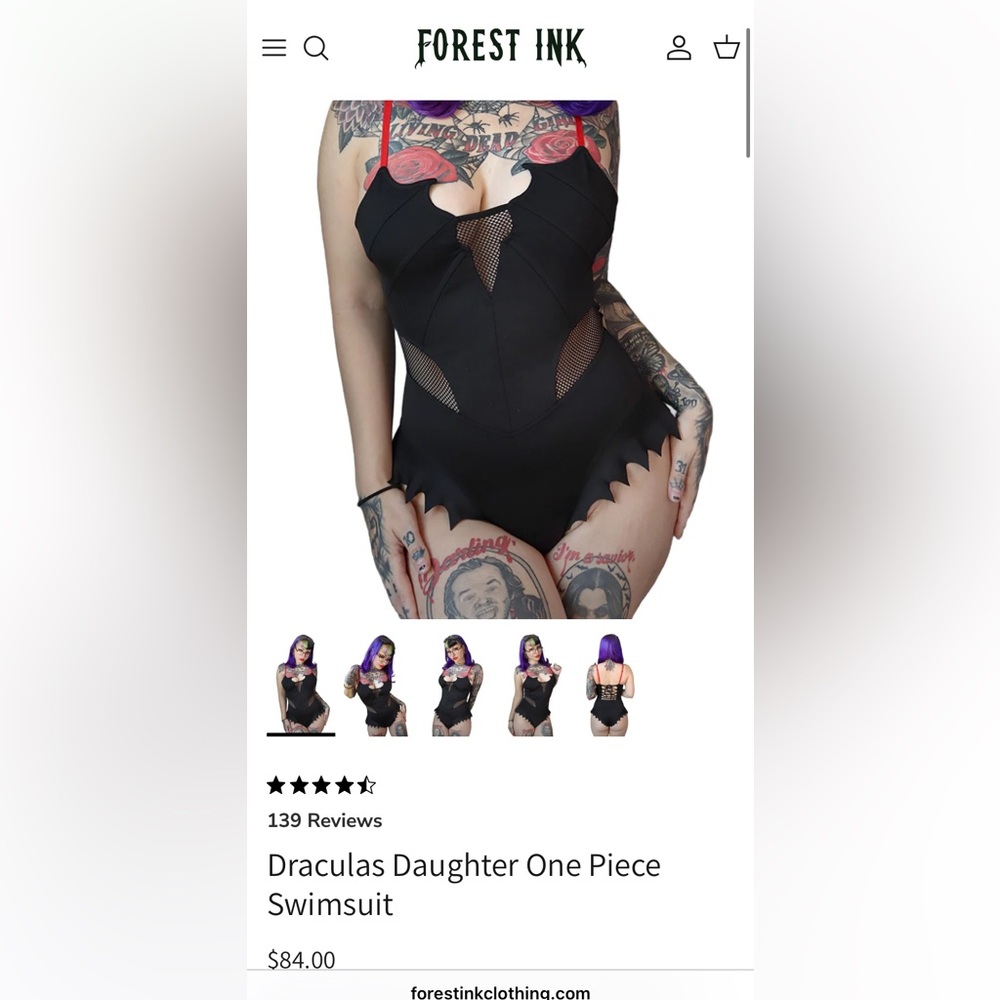 ISO FOREST INK DRACULAS DAUGHTER ONE PIECE SWIM SET